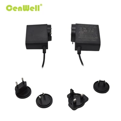 36W GaN Wall AC محول الطاقة قابس قابل للتبديل